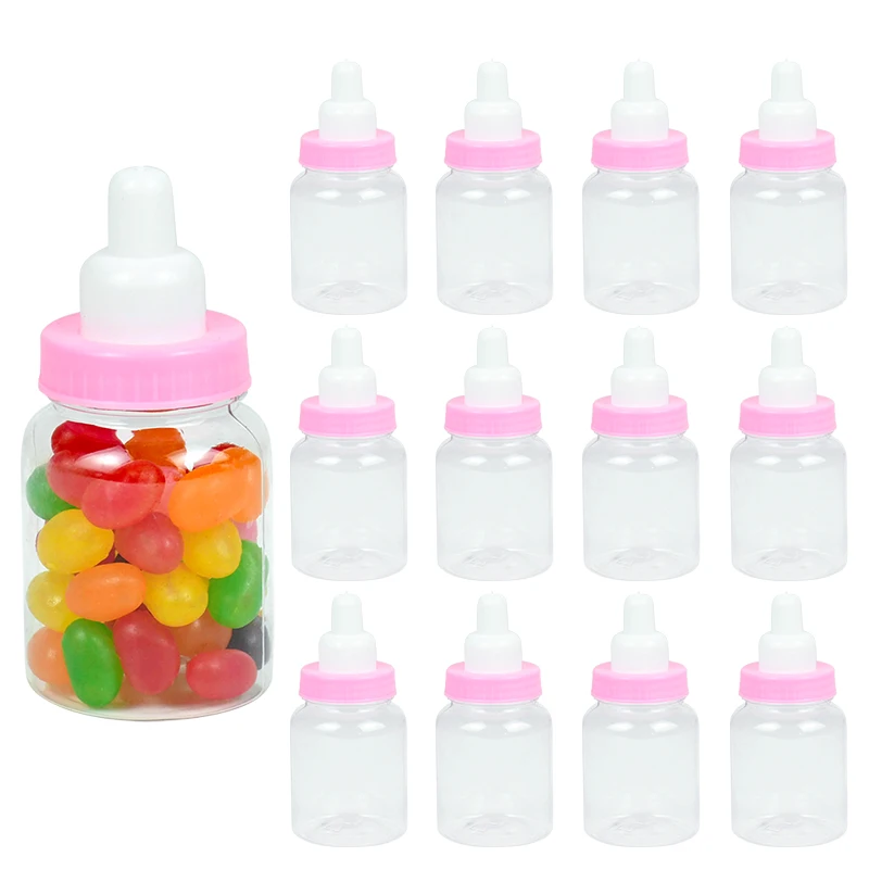 12pcs Pink Blue Baby Feeding Bottle Chocolate Candy Gift Decor Baby Shower Favor Baptism Gender Reveal Party Pacifier Bottle Box