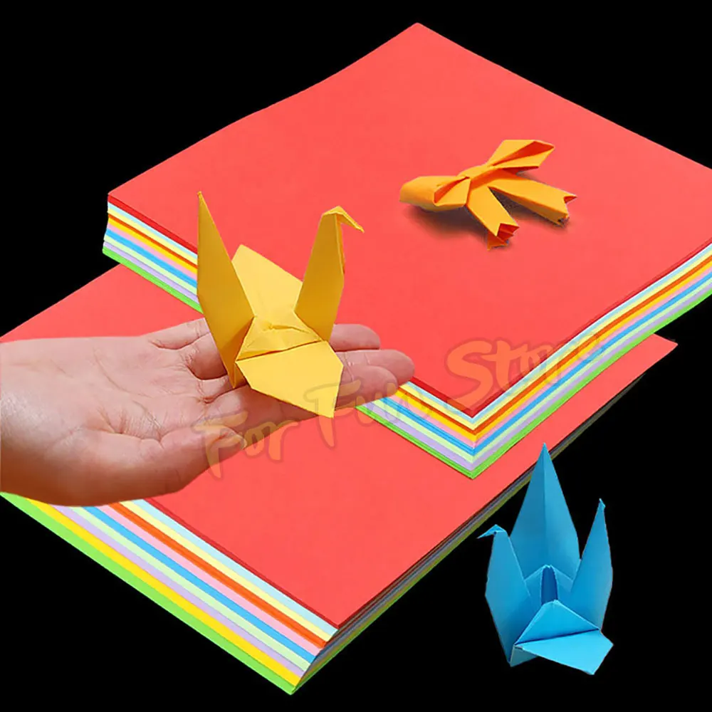 For Fun 10 Colors 100 Sheets Double Sides Colored Paper 20x20cm Square Origami Children\'s Handmade Origami DIY Paper Cutting