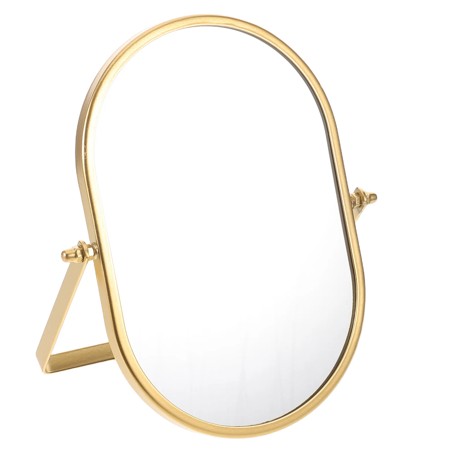 楕円形テーブルミラー ゴールドフレーム 360度回転 コンパクト折りたたみ式化粧鏡 バニティデスク 小型装飾折りたたみ式デスクミラー