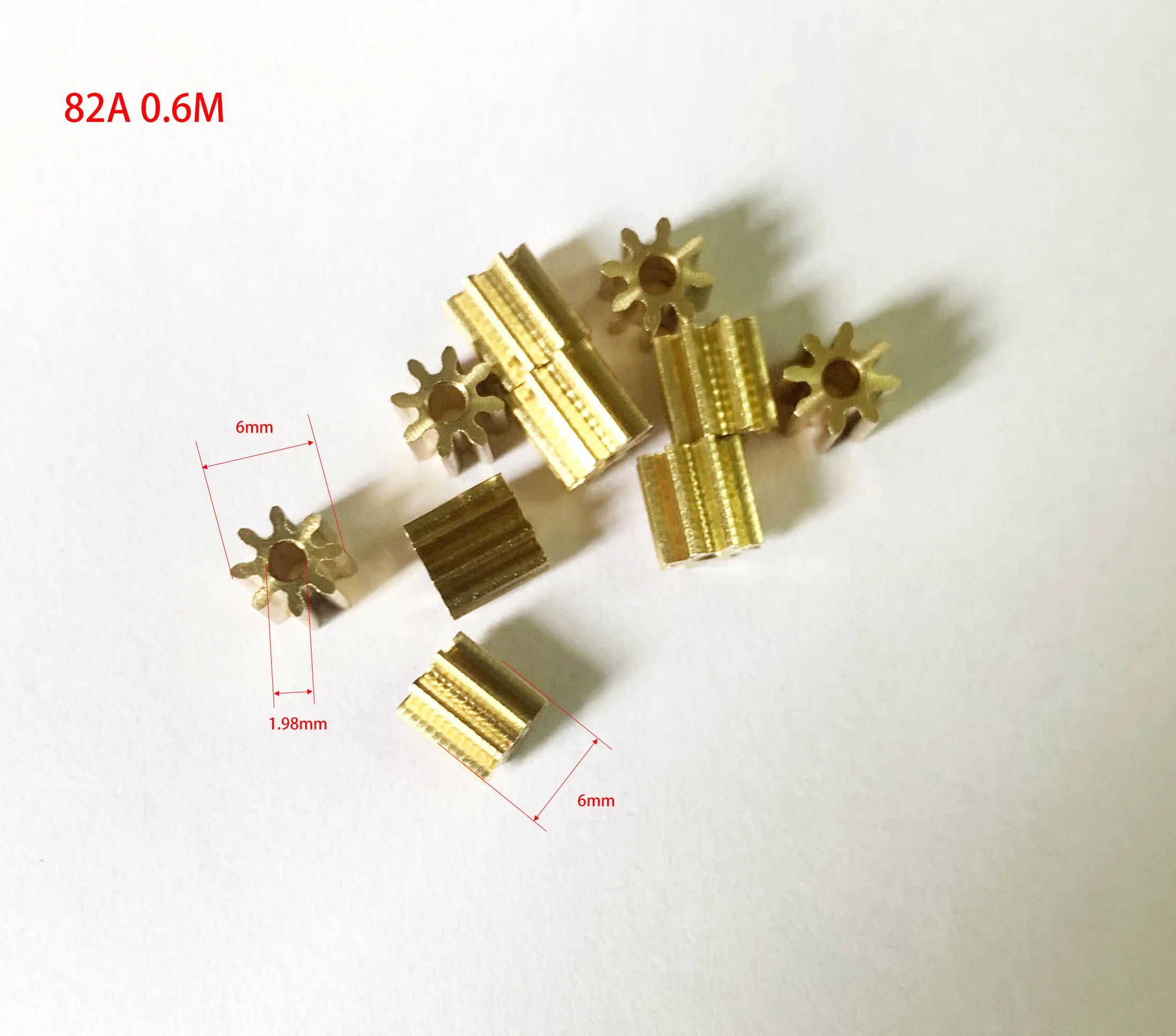 82A 0.6M Copper Gear Diameter 6mm 0.6 Module 8 Tooth Hole 1.98 Mm Brass Pinion Small Toy Motor Gears