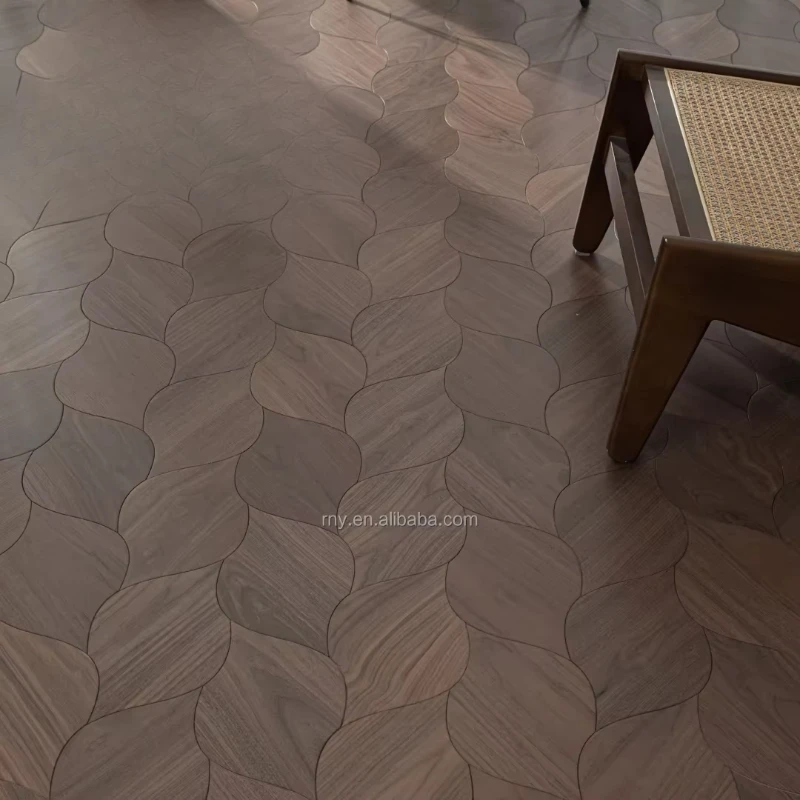 Customized version luxury decorative floor black walnut floor wooden interior wood floor parquet design