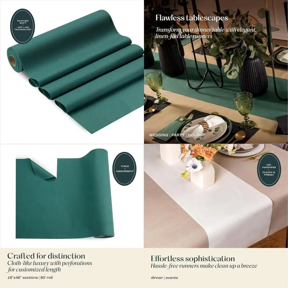 

20-Pack 16x48 Red Linen-Style Paper Table Runners for Christmas, Parties, Weddings, and Events