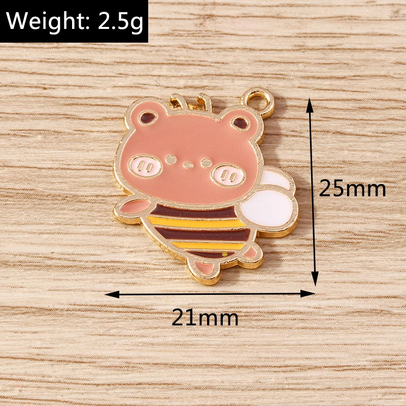 10 stücke Cartoon Tier Charms Emaille Honigbiene Charms Anhänger für Schmuck Herstellung Ohrringe Halskette Armbänder DIY Handwerk liefert – Detail 4
