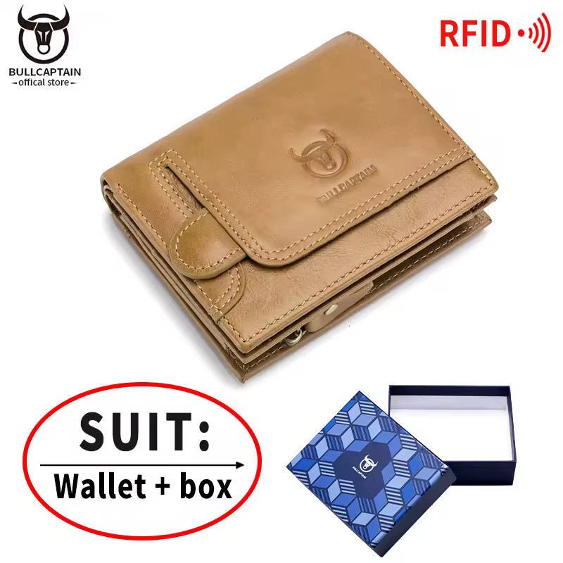 BULLCAPTAIN 100% Genuine Leather Men's Rfid Wallet Multifunctional Storage Bag Coin Purse Wallet Card Case - Image 10