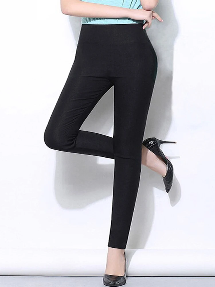 High Waist Women Skinny Pants Candy color Slim fit Opaque leggings Solid High Stretch Female Pencil Pants Large Size Waistband