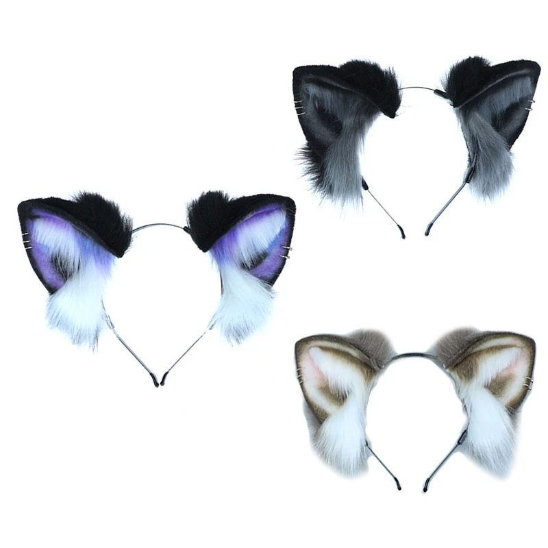 for Creative Plush Hair Hoop Simulation Animal Ears Headband Furry Headpiece Animal for Cat Ears Headwear for Women Dropship