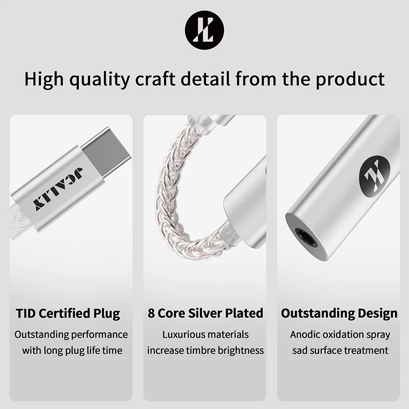 JCALLY JM7 USB TypeC/Light-ning To 3.5mm Digital Audio Cable DAC CX31993 For Android/Apple Adapter Decode Amp 32bit/384KHz