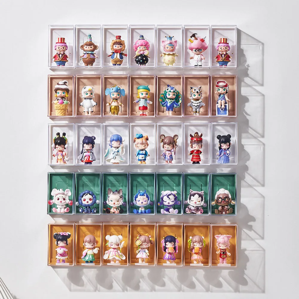 

6Pcs Wall Mounted Storage Box Set For Figures Showcase Clear Acrylic Blind Box Display Case Figures Dustproof Display Doll Toy