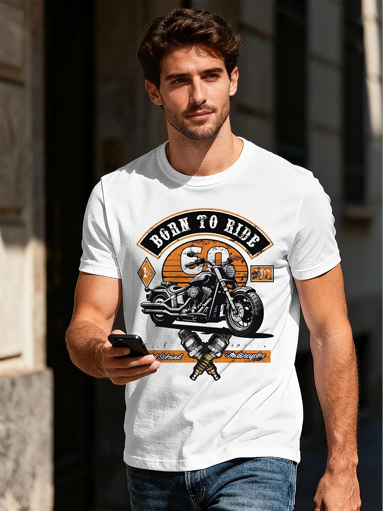 60Th Birthday Man Biker Gift Decoration Motorcycle Chopper Unisex Sve Round Neck 100 Vintage Style  Unisex All T-Shirt