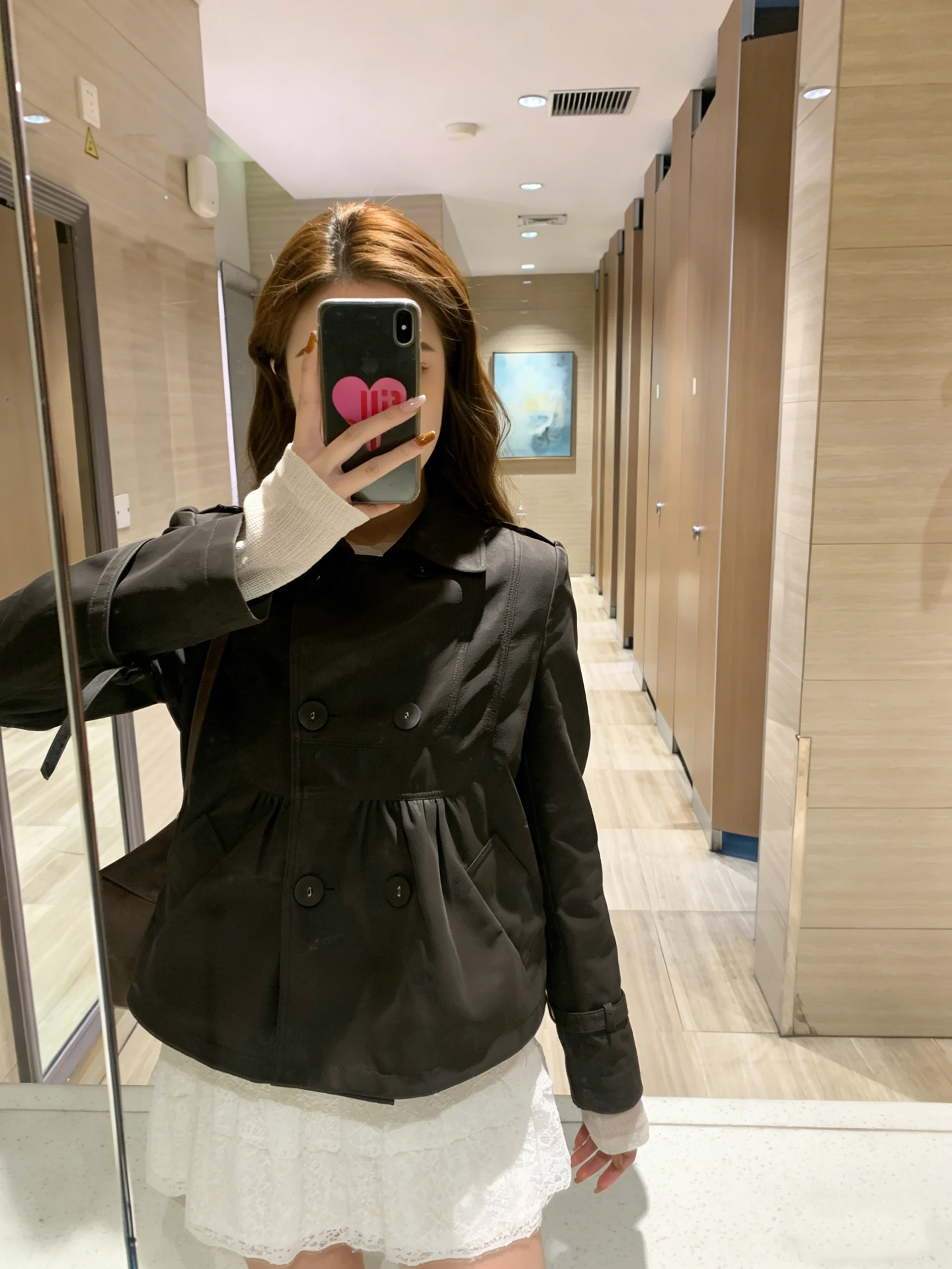 

Cool Bla Double-Row Button Motorcycle Leather Jaet Loose Waist-Cinching ort Sle Retro American Spring Outerwear for W...