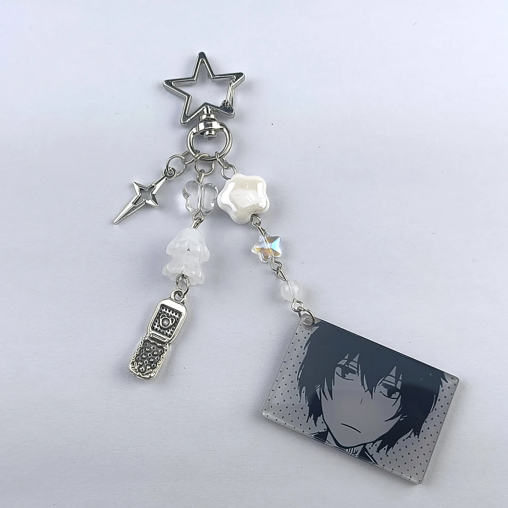 Anime BSD Osamu Dazai y Fyodor acrílico con cuentas encanto teléfono cadena inspirado llavero perros callejeros Bungou llave colgante mochila Accesorios