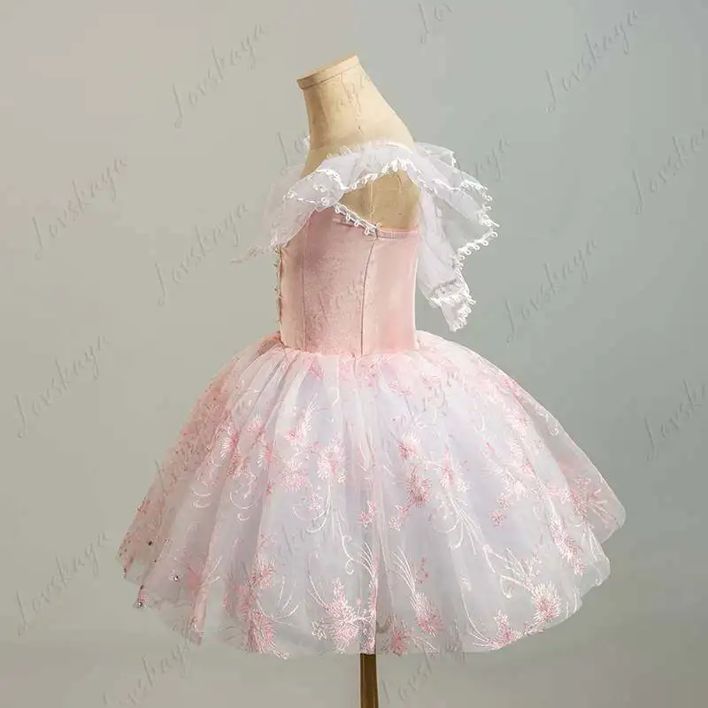 زي أداء الباليه - تنورة منتفخة باللون الأزرق الداكن لمنافسة الأطفال وأزياء الباليه للبالغين