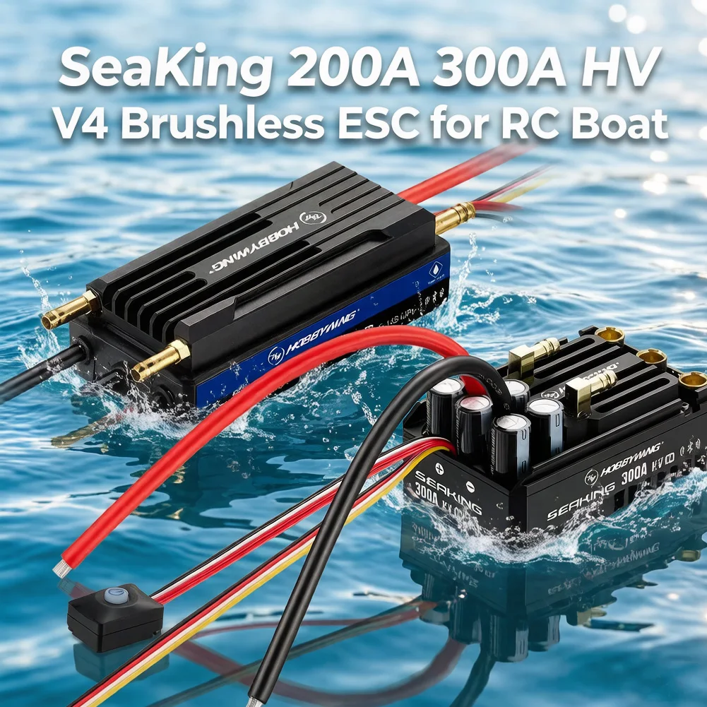

Hobbywing SeaKing 200A 300A HV V4 14S Высоковольтный/высокомощный бесщеточный ESC со встроенным Bluetooth для радиоуправляемых лодок
