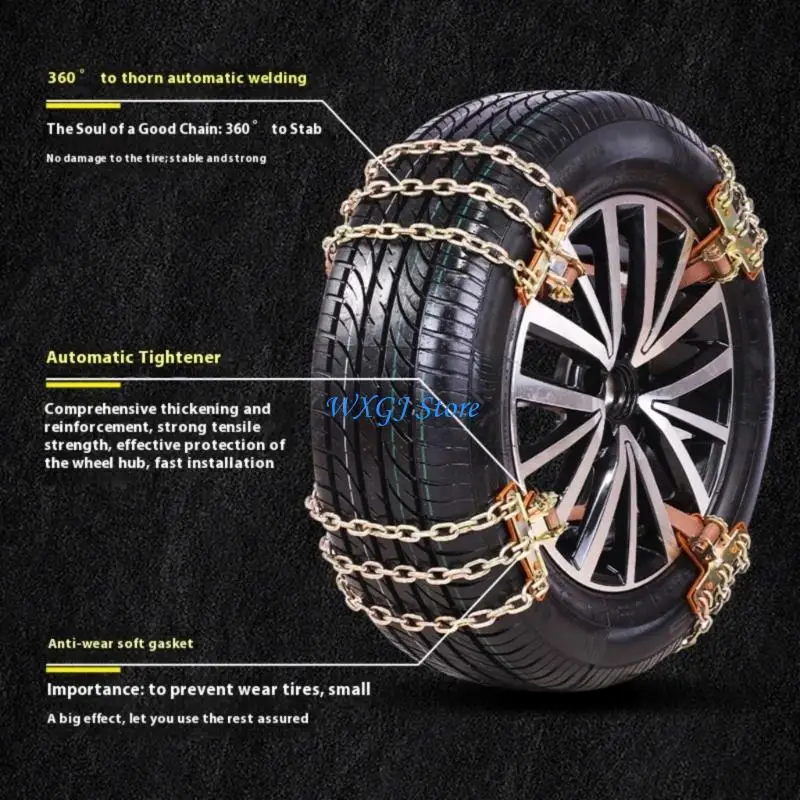 37JE حزمة من 8 سلاسل ثلج بإطارات معدنية لسيارة شاحنة الدفع الرباعي 165-275 مم تركيب سريع