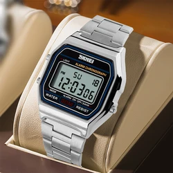 SKMEI Digital Watch for Men Watch Luxury Stainless Steel Electron Waterproof Mens Wristwatches Clock 3Bar Waterproof Reloj Hombr