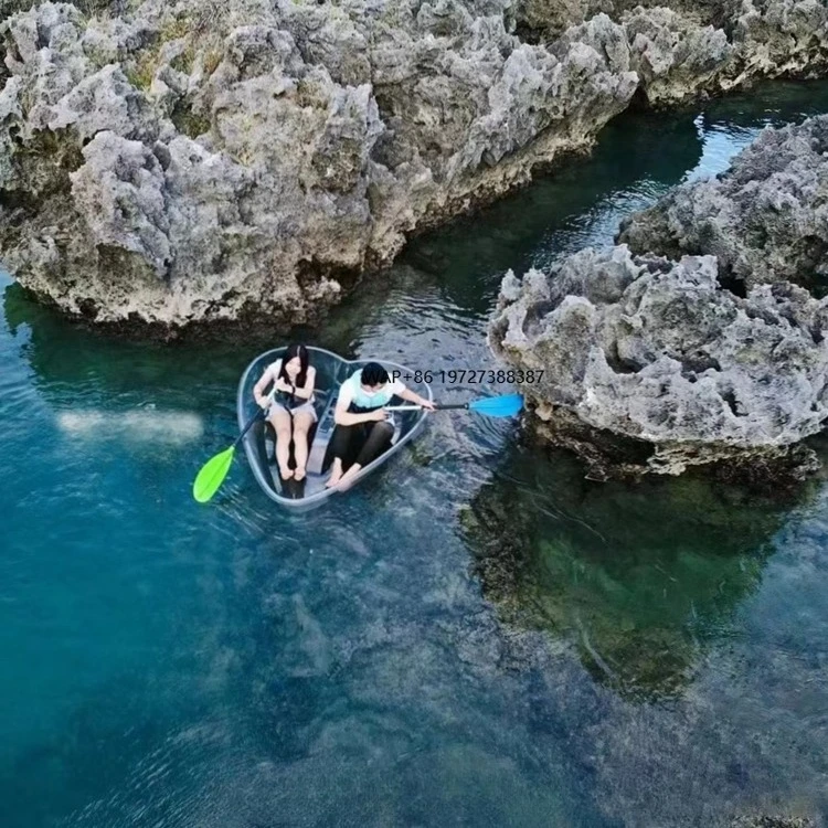 

6.5FT Heart-Shape Transparent Kayak 6MM Light Weight Stable Single Double Seat Scenic Tourist Resort Drifting Outdoor Activity