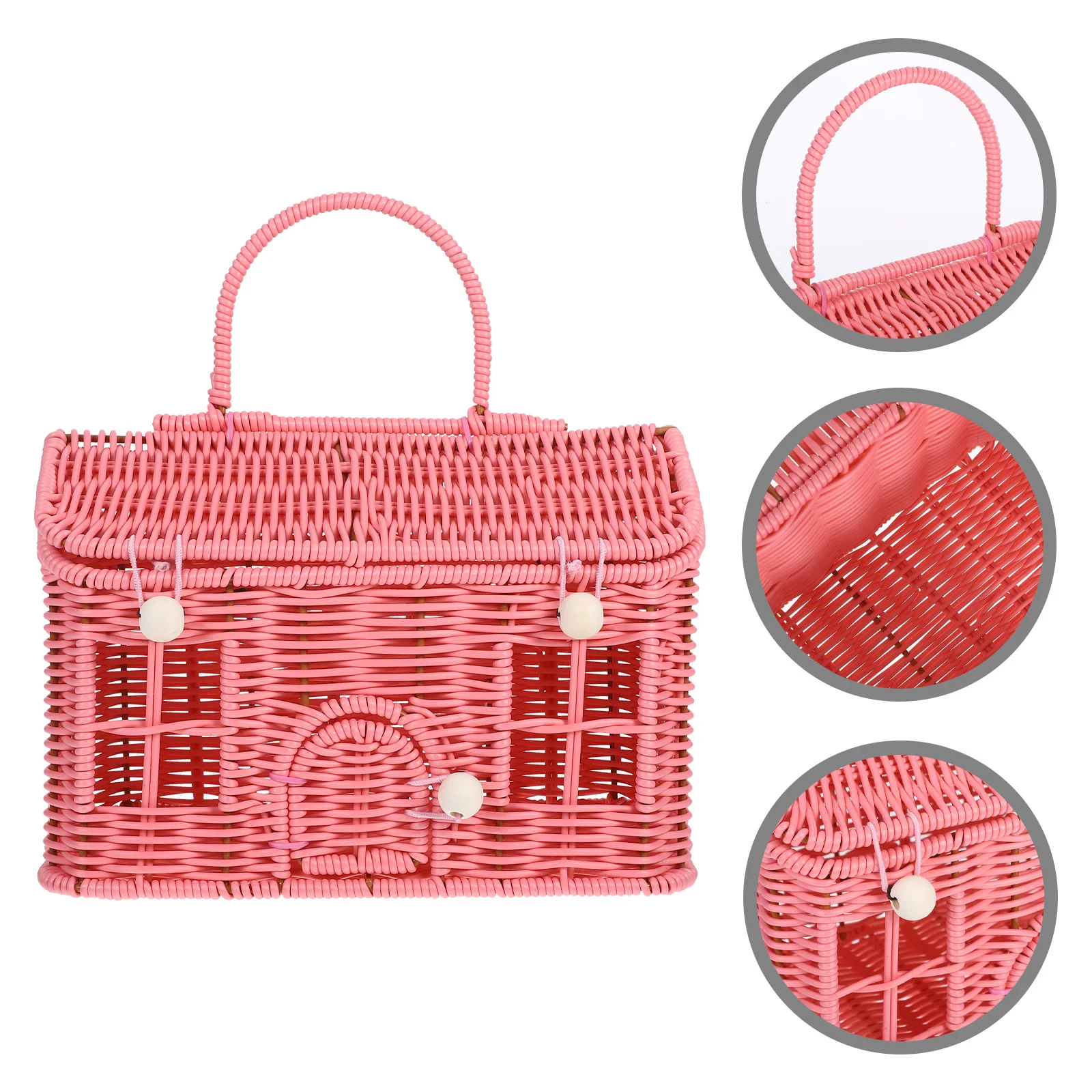 

Vintage Style Woven Picnic Basket With Handle Small Storage Box Wedding Decorative Bread Basket Lightweight Handheld Bag