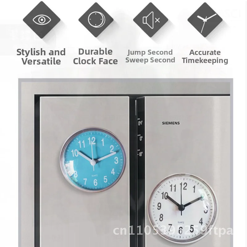 Mini Suction Cup Wall Clock 7cm Waterproof Bathroom Kitchen Toilet Quartz Table Clock Anti-fog Small Oval Shape LCD Display