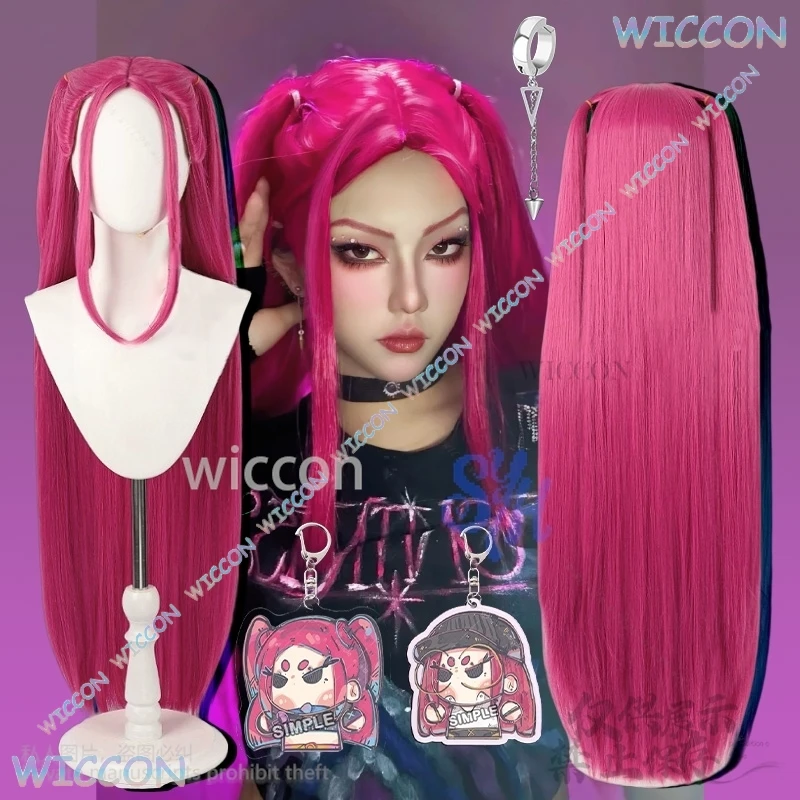 

Корея Girls Group Huntrix Косплей Hot Idol Mira Аниме Фильм Kpop Demon Ярко-Розовый Длинные Парики Jirai Kei Girls Heat Wig Хэллоуин