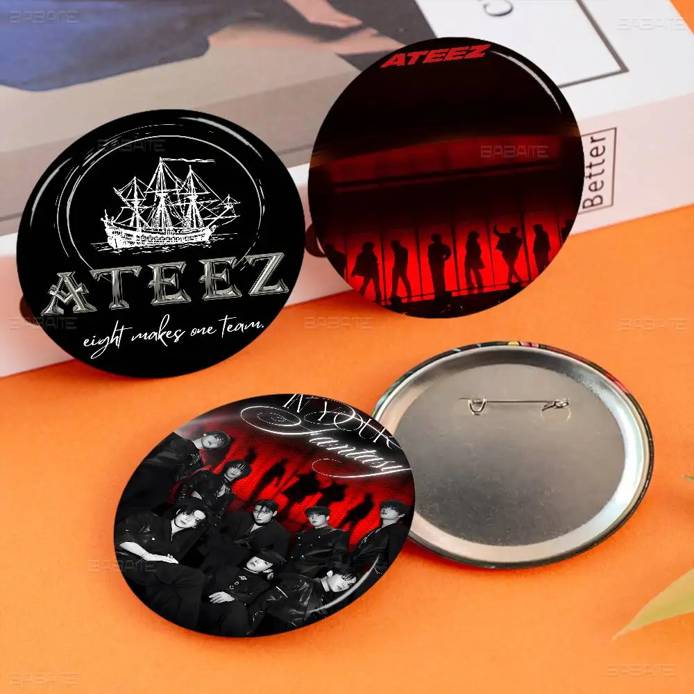 

KPOP A-ATEEZ 32/44/58mm Round Cartoon Brooches Handmade Pins For Backpack Jewelry Accessories Gifts Creative Badge