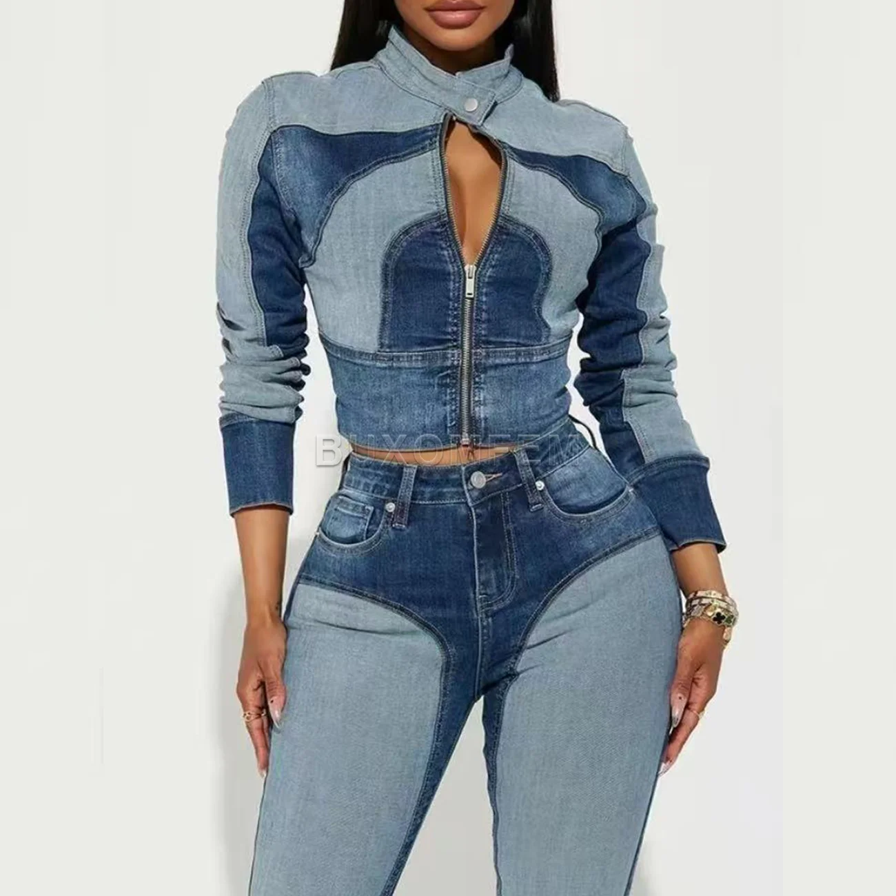 2025 Female Sleeveless Denim Jacket Ladies Spring & Autumn Cropped Versatile Clothings Women's Stylish Splicing Denim Jackets