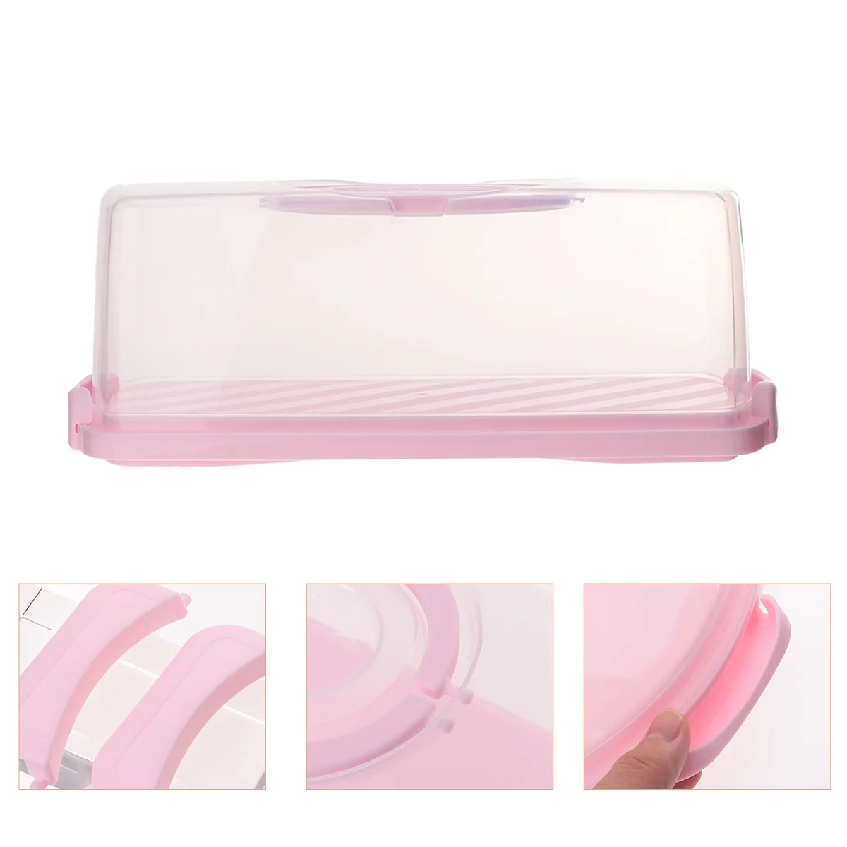 

Rectangular Bread Box with Handle Translucent Cake Container Packaging Box Storage Case for Dry Fresh Foods Loaf Cake Keeper