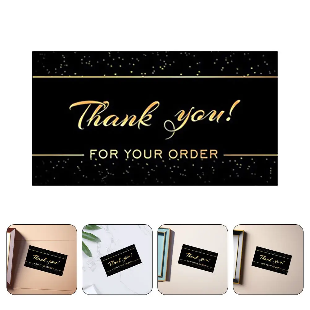 

50Pcs Black Thank You Cards Foil Stamped Luxury Appreciation Notes for Small Business Order Support Wedding Greetings