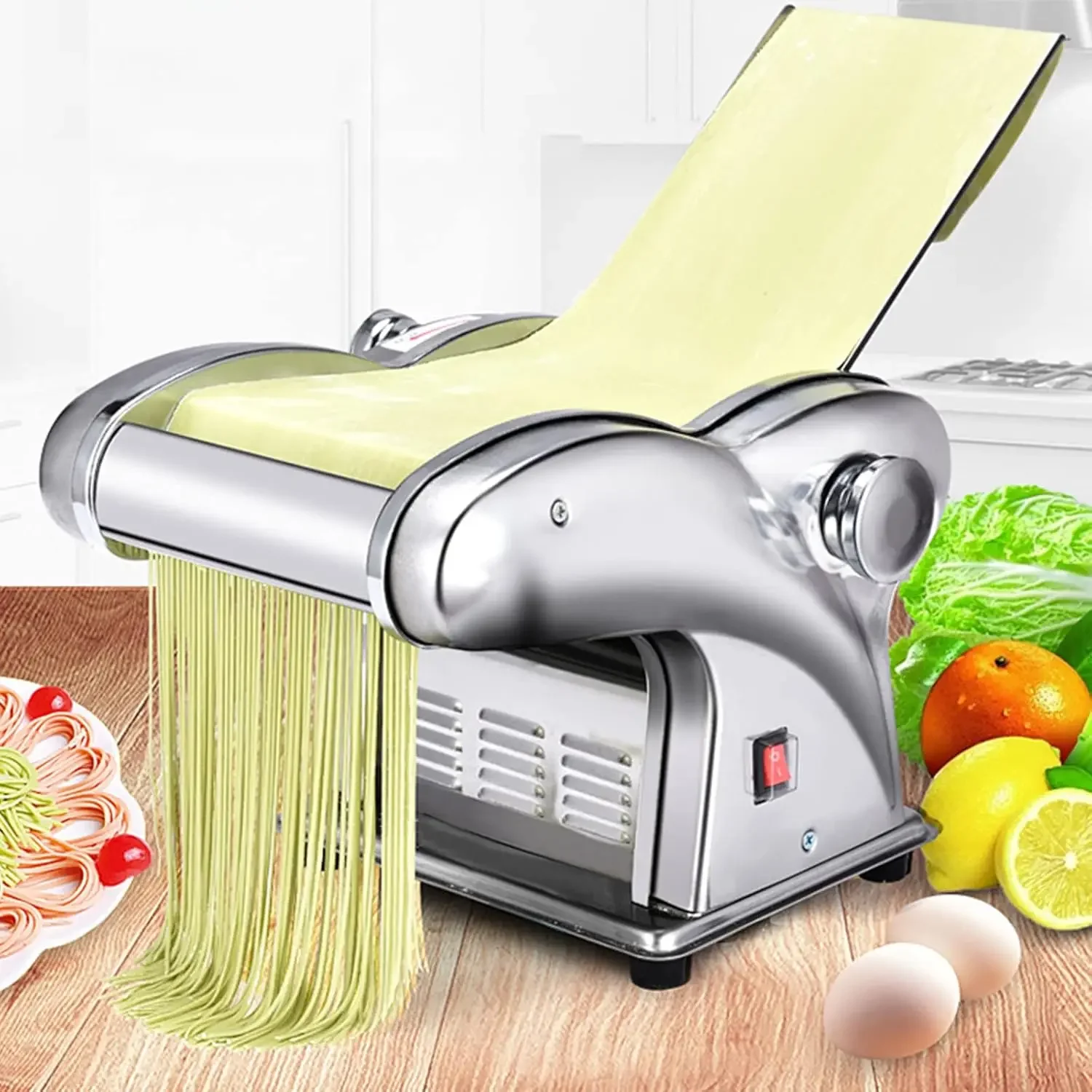 Maker Machine Dumpling Dough Skin Noodle Making Pasta Maker Dough Roller Noodle Cutting Machine for Spaghetti, Fettuccini, Lasag