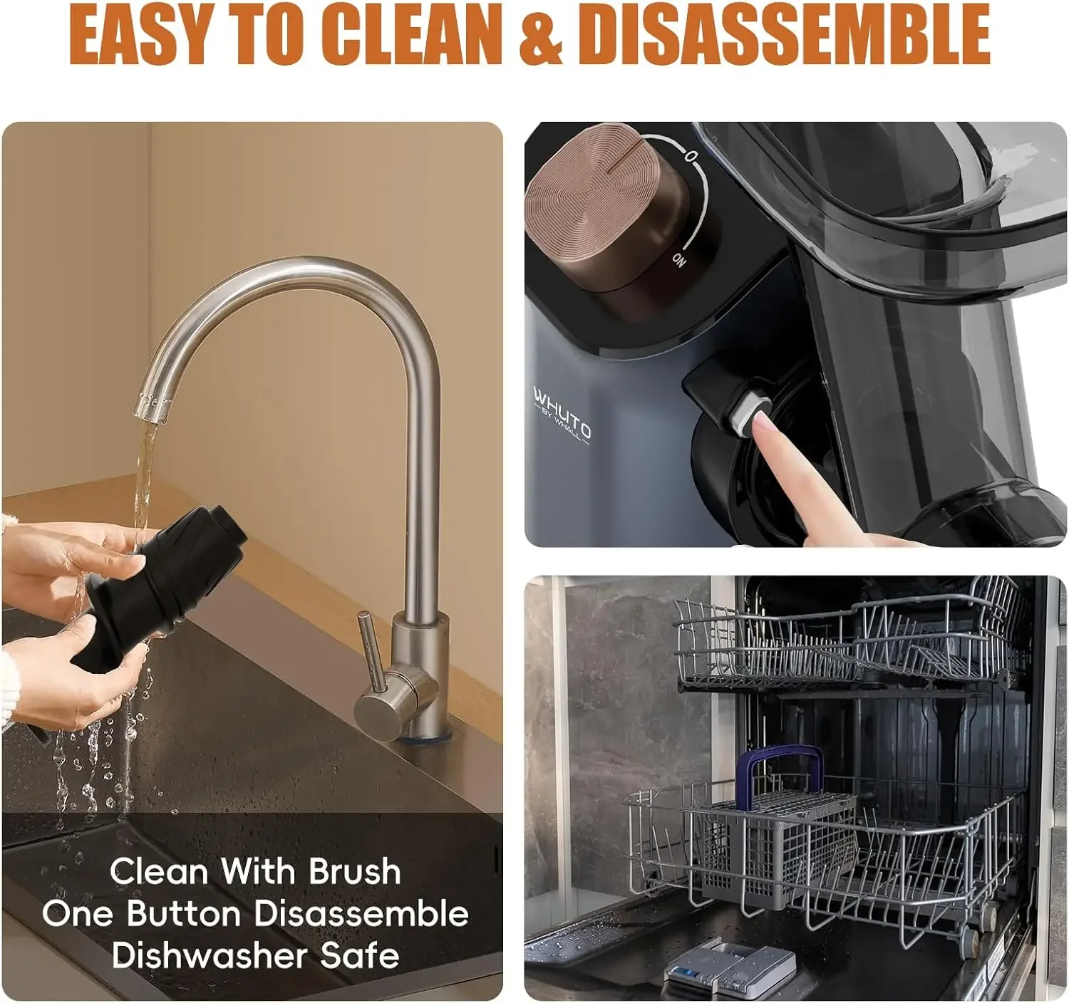 High Juice Yield Cold Press Juicer Machines, Electric Juicer Maker For Vegetable & Fruit, Reverse Function & Quiet Motor, Easy C