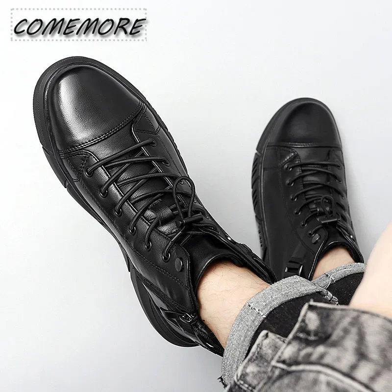 Autumn New High Top Work Shoes for Men Platform Ankle Boots Fashion Quality Boots Winter Outdoor Booties Casual Male Large Size