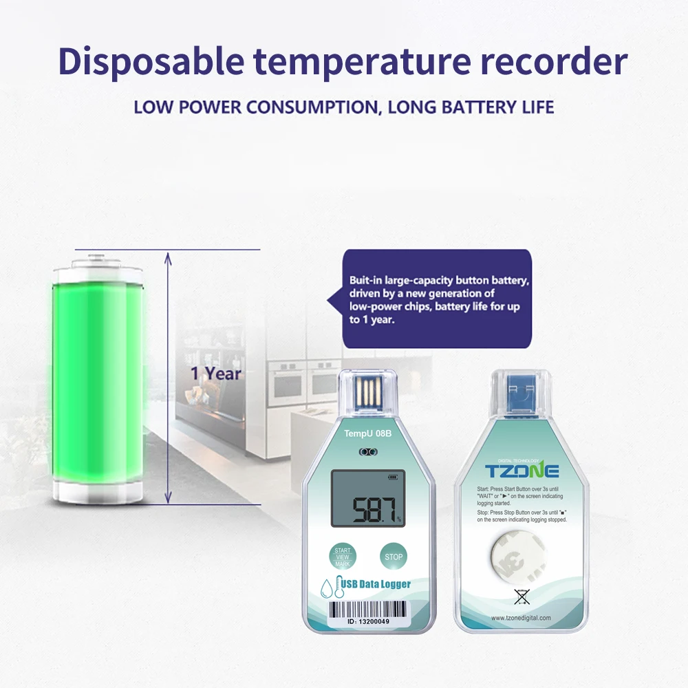 Registrador de datos de temperatura USB, alarma, termómetro, probador, informe PDF para laboratorio, cadena fría refrigerada, grabadora de alta precisión