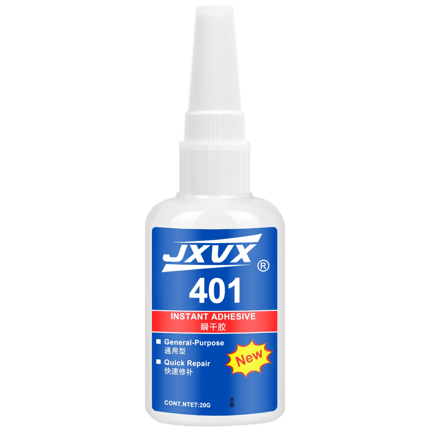 401 Super Glue Extra Forte – Professioneller, schnell trocknender, dickflüssiger Cyanacrylat-Klebstoff, transparent, geruchsneutral, für Leder, Gummi, Holz und Metall, langlebige Verklebung,