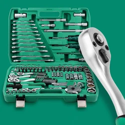 Complete Set of Tools for Socket Ratchet Wrench Combination Including Small and Large Flying Motorcycle Repair and Auto Repair