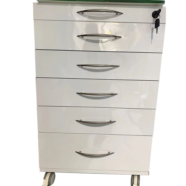 Mobile Furniture Cabinet Marble Stainless Steel Material 6 Drawers With Foot Brake