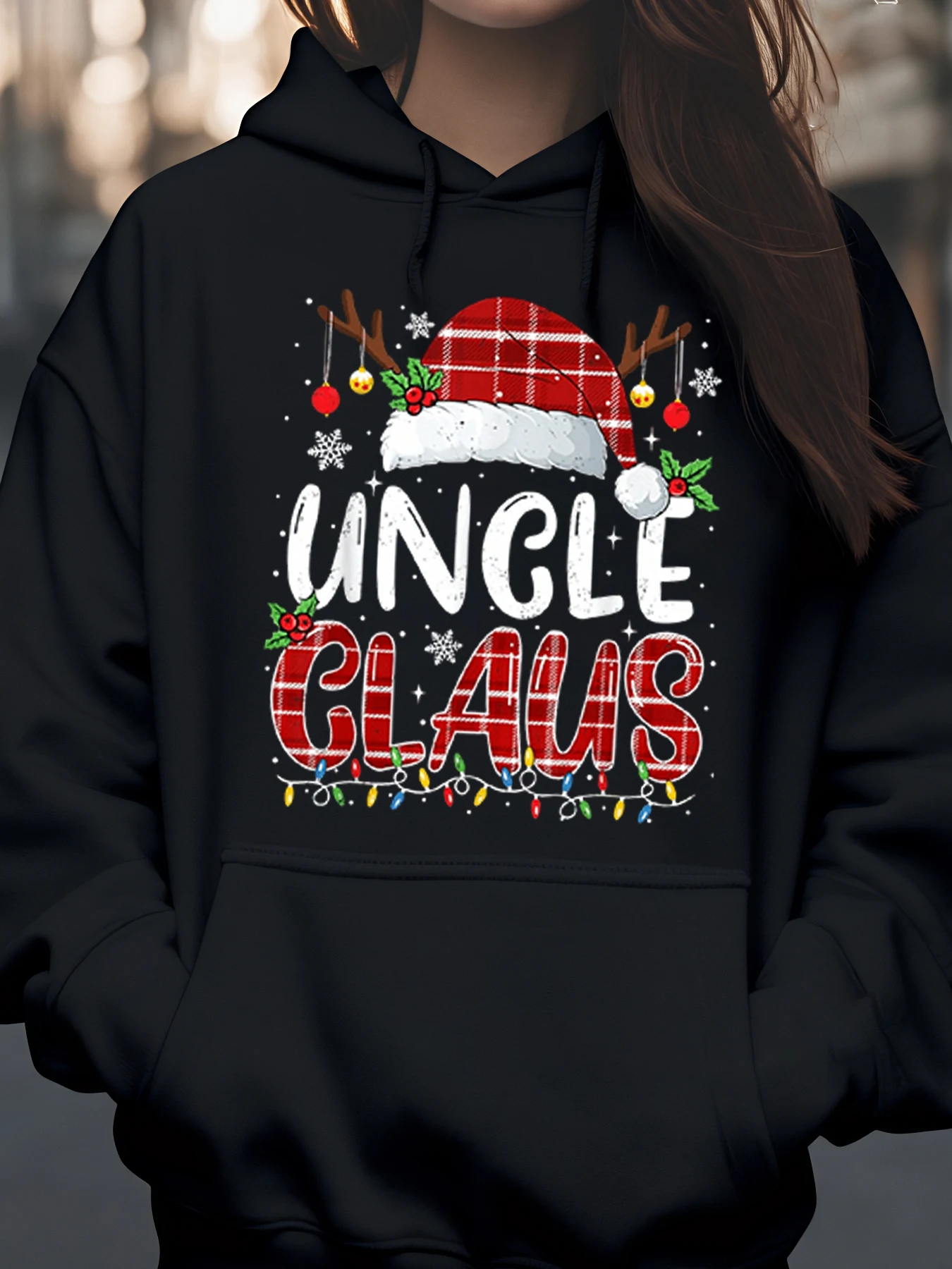 

Толстовка с рождественским принтом дяди Клауса, праздничная одежда для мужчин и женщин