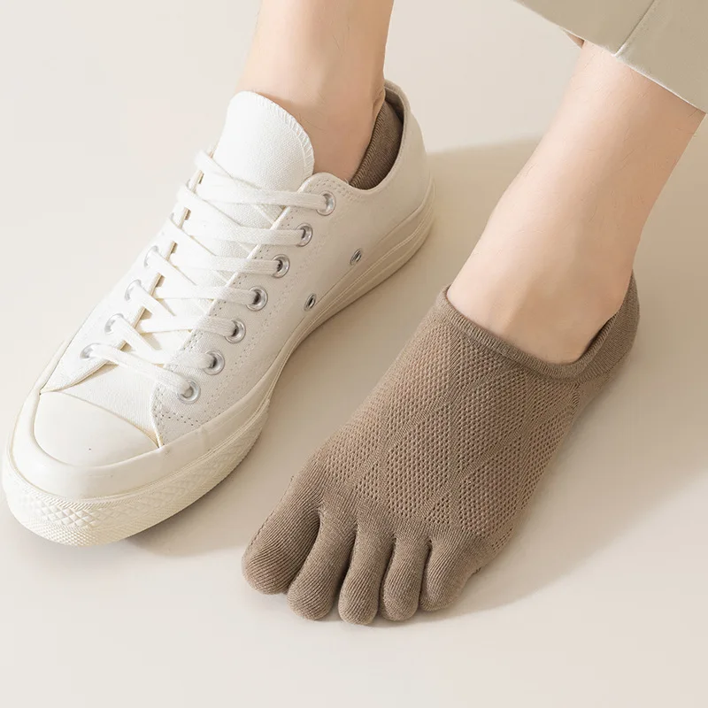 5 пар летних носков с пятью пальцами, мужские носки с раздельным носком и низким вырезом, сетчатые нескользящие шлепанцы большого размера, хлопковые носки