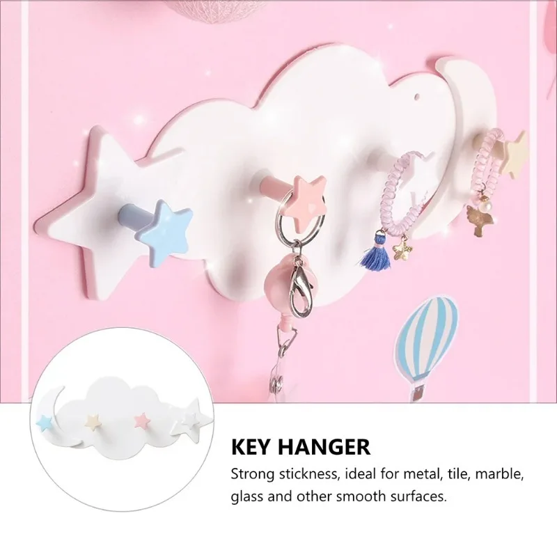 Nail free Hat Clothes Hooks Shelf Hanging Hanger,Cloud Themed Coat Rack Cloud Hanger,Wall-mounted Door Hanger For Boy&Girl