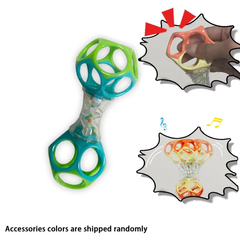 Baby Rattle Nibbling Toy Shake Barbell Toy Toddler Soft Double-headed Hand Rattles Soothing Hand Grip Rattles Baby Newborn Gift