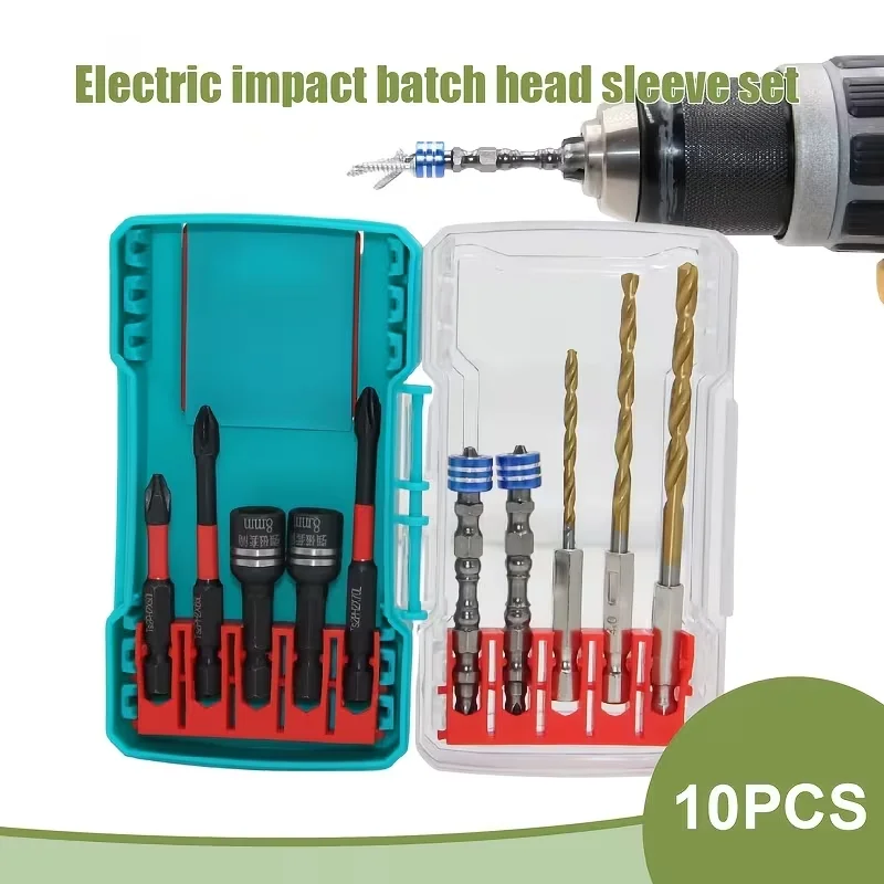 Multi‑Function 10Pcs Drill Bit Set,Double‑End Magnetic Phillips Bits Nut Sockets for Impact Driver Power Tools