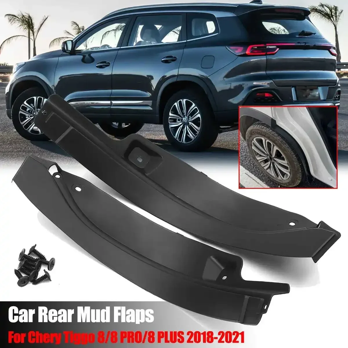 2Pcs Car Mudguard Anti Dirt Cover Rear Tire Mat Modification Fender For Chery Tiggo 8/8 PRO/8 PLUS 2018 2019 2020 2021 Body Kit