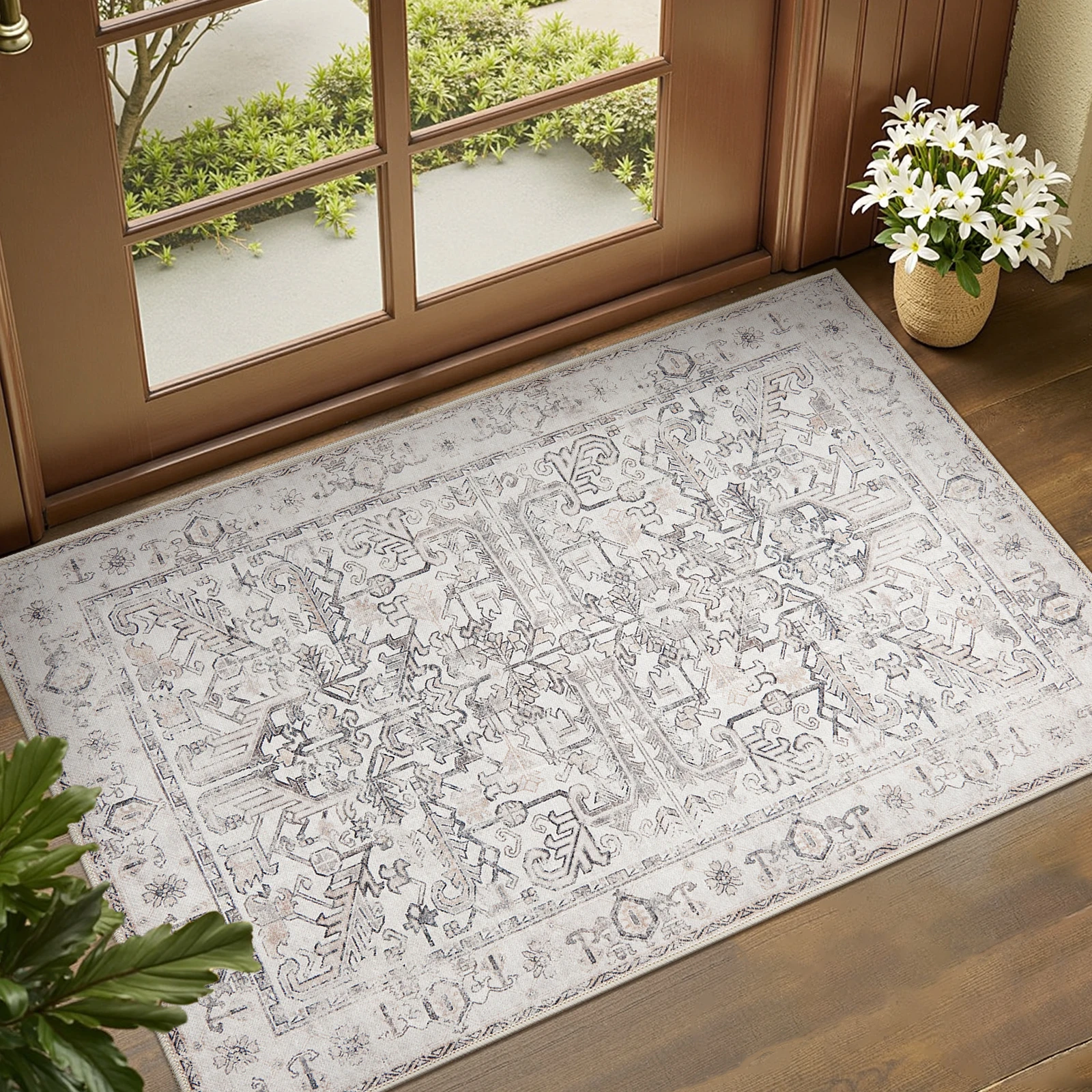 

jinchan Area Rug Faux Skin Cowhide Animal Design Mat Faux Suede Indoor Floorcover for Bedroom Living Room Safari style