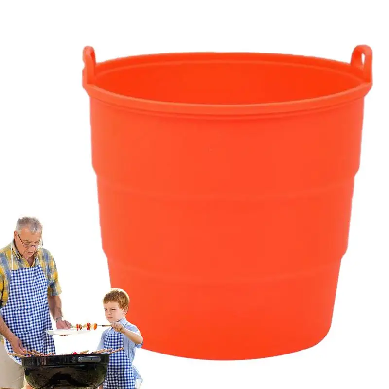 Grease Bucket Liner Orange Drip Tray Liner Camping Grill Accessories BBQ Bucket Drip Liners Professional Reusable Smoker Bucket