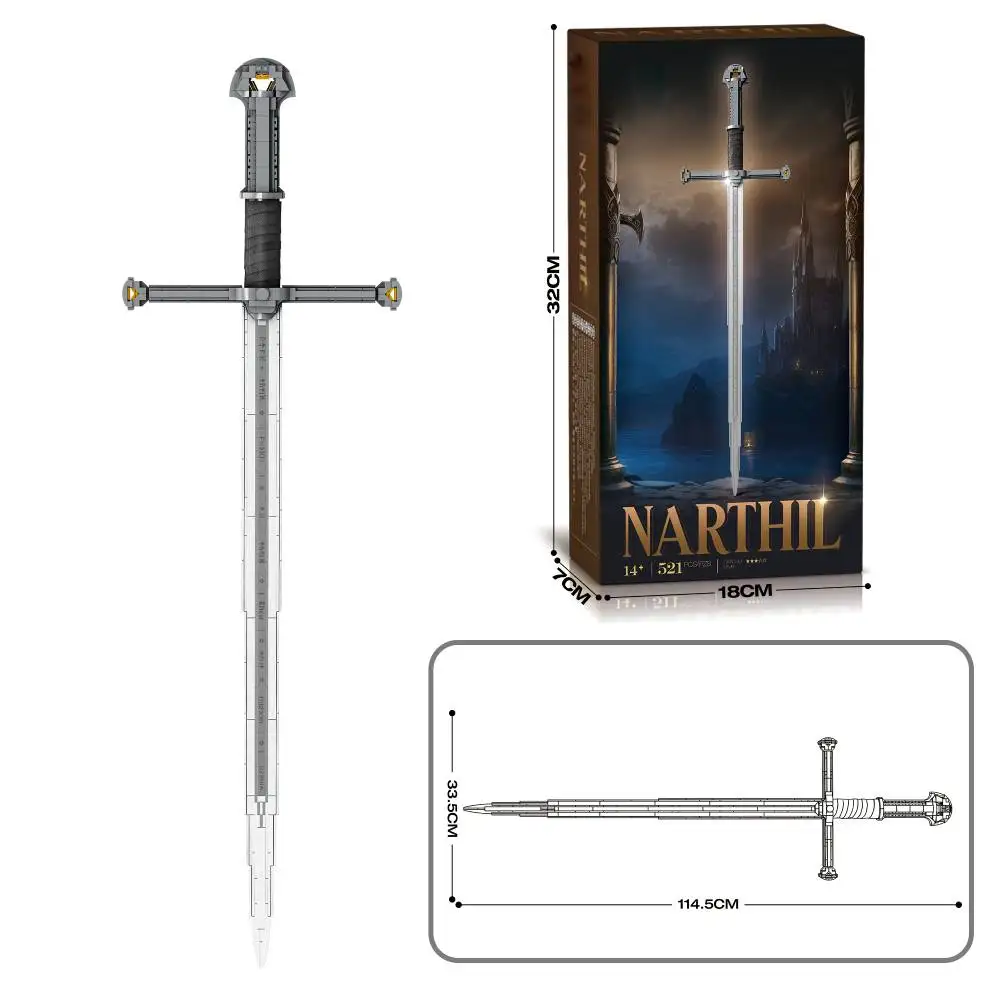 Narsil Sword Building Block Set, 521 Pcs Movie Classic Narsil Weapon Sword Toy Kit, Ideal Collectible Gift for Fans Adults Boys