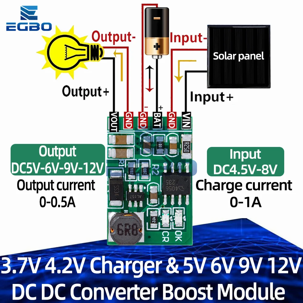 1~5PCS 3.7V 4.2V Charger 5V 6V 9V 12V Discharger Board DC-DC Boost Converter Charger Discharger Board for Solar Mobile Power DIY