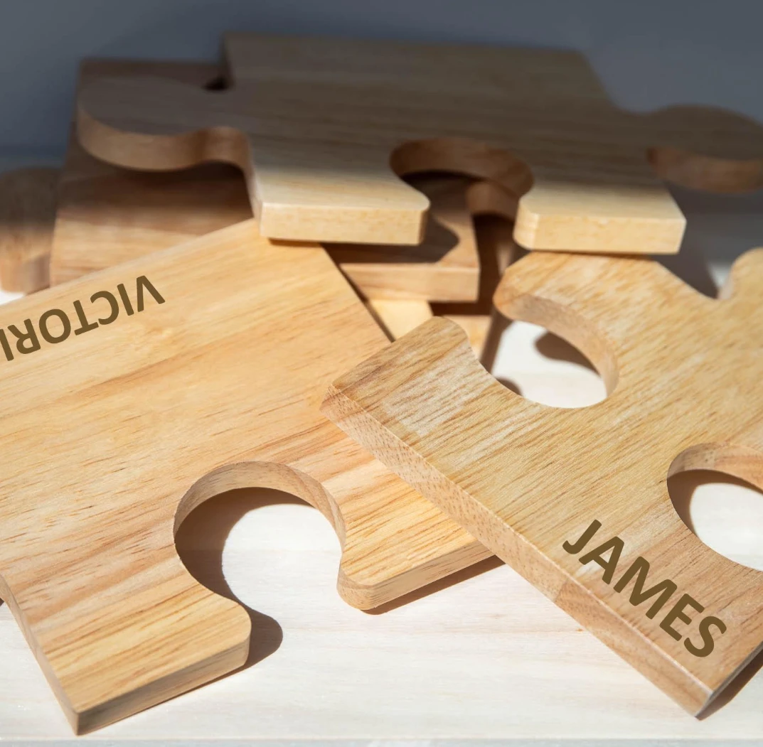 Custom 6pcs Engraved Wooden Pu - Coffee Tea Name recension och pris