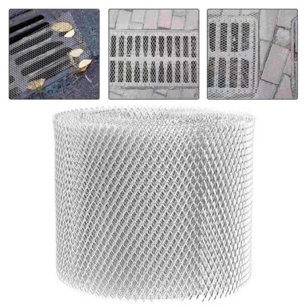 6m Aluminum Gutter Guard Leaf Filter Gutter Protection Leaf Guard Metal Mesh Rust-proof Sink Protective Net With 10 Fixing Clips