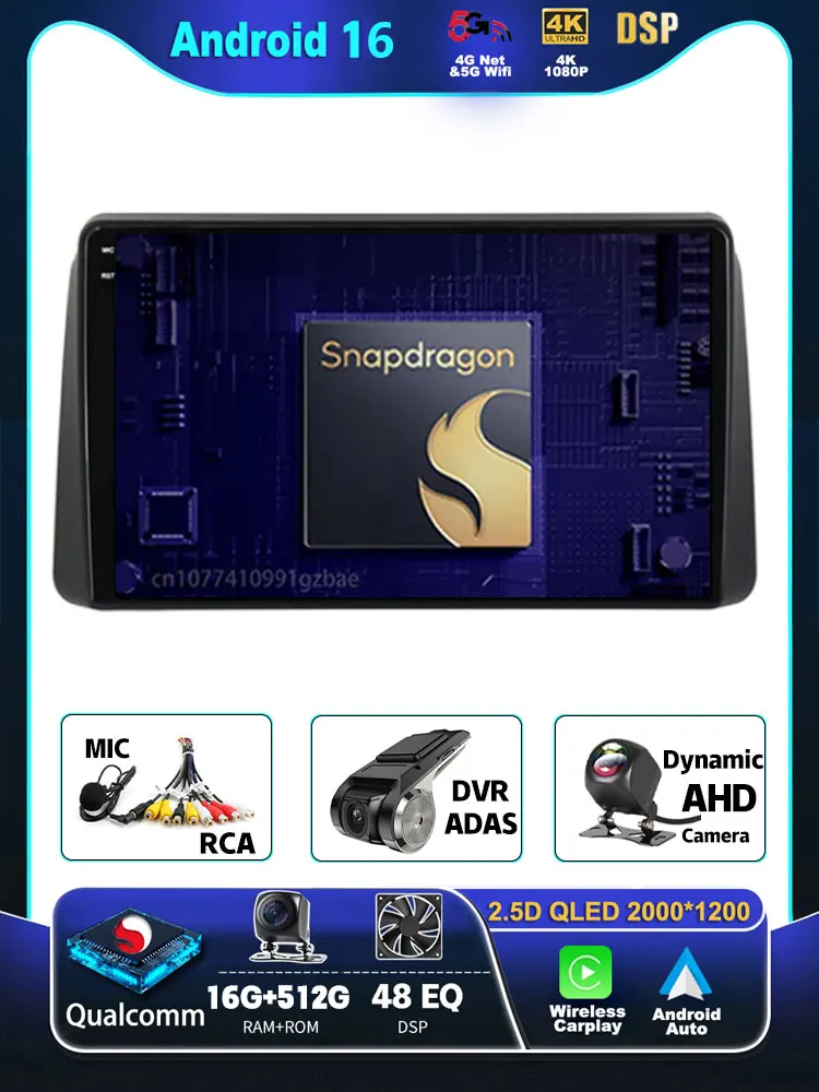 Android 16 Carplay Car Radio For Chrysler Grand Voyager 5 For Dodge Grand Caravan 2008 2011-2020 GPS Multimedia Stereo Head Unit