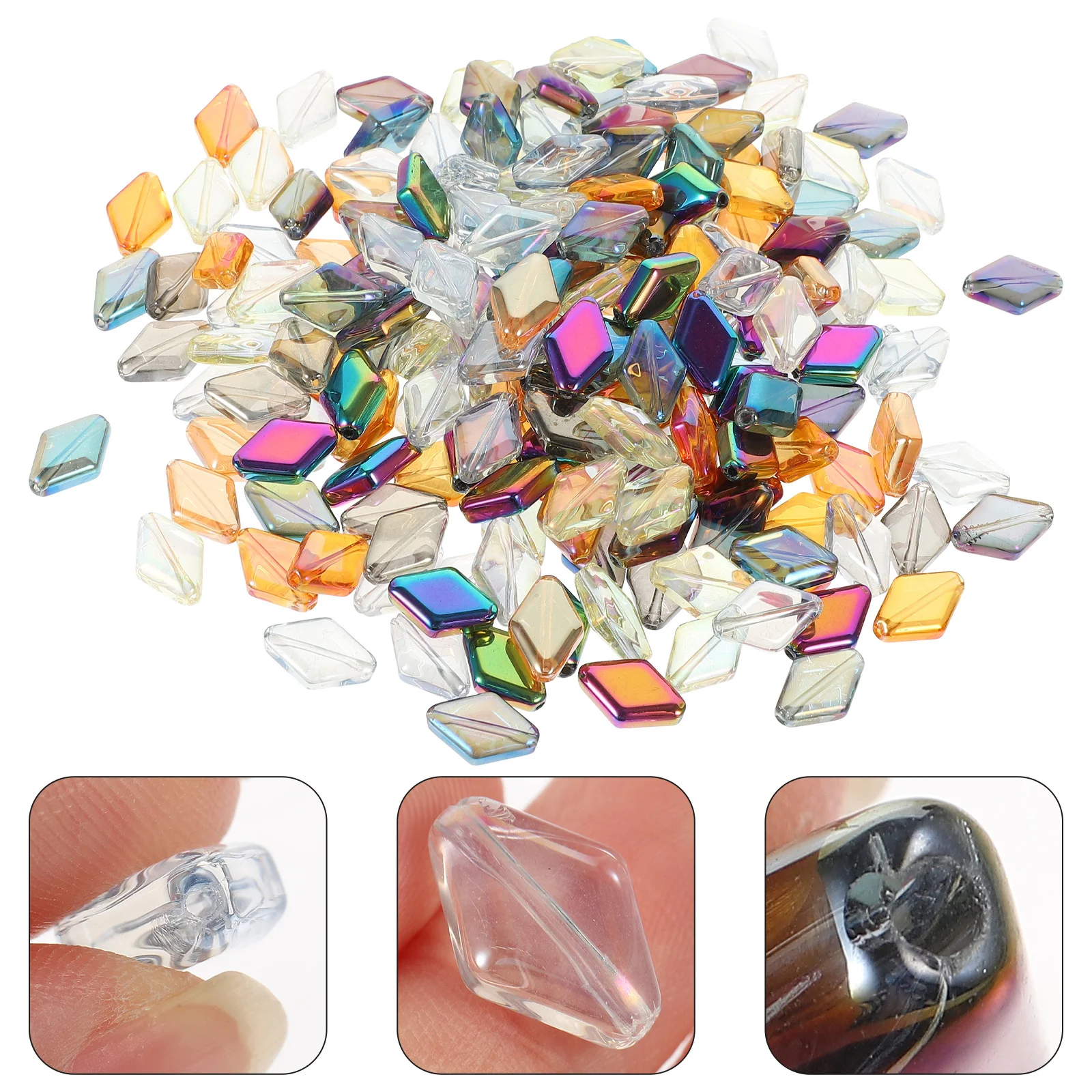 

200Pcs Diamond-Shaped Glass Beads Colorful DIY Loose Beads for Jewelry Making Bracelets Charms Craft Materials