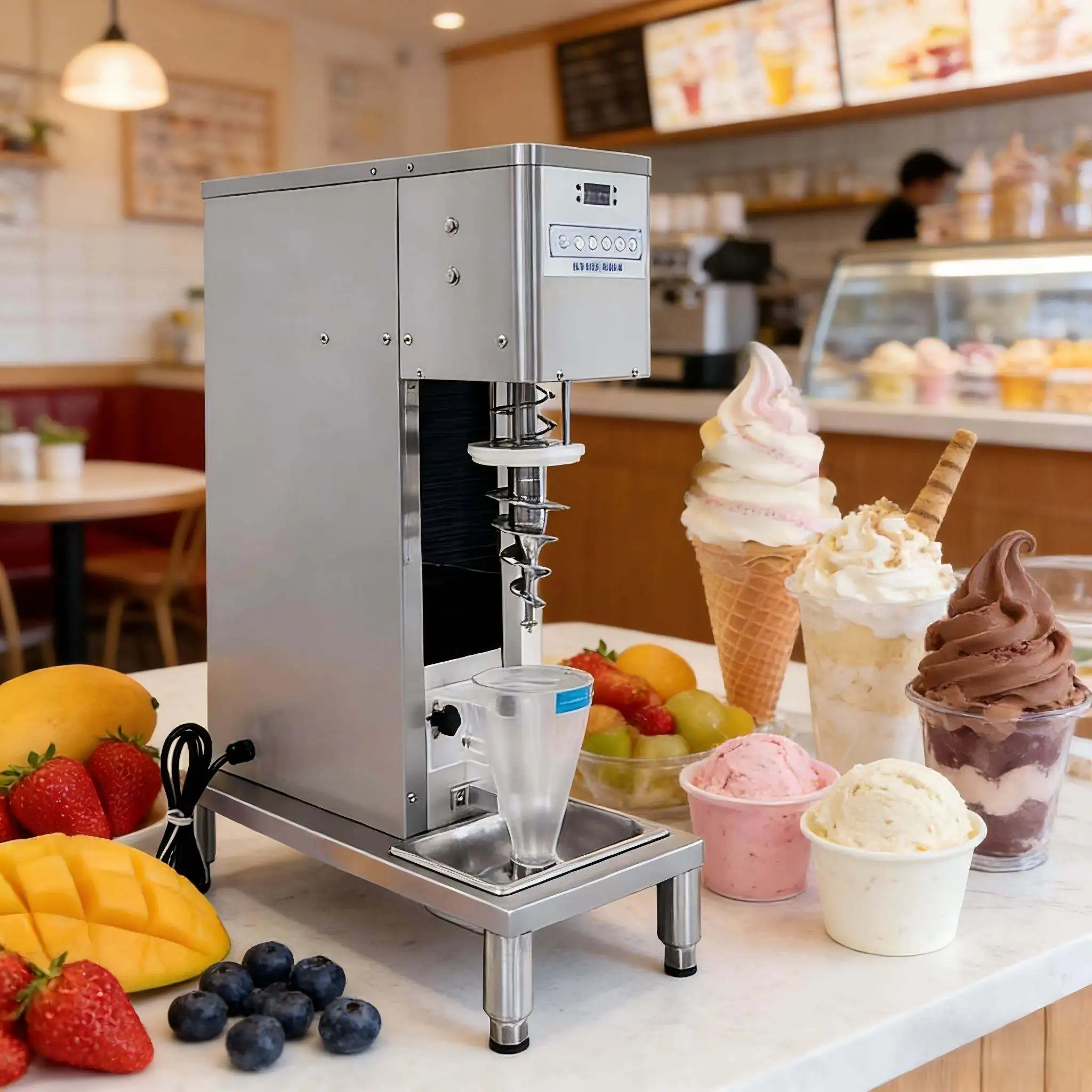 Commercial Manual Nut Mixer with Jet Cleaning System Ice Cream & Yogurt Blender for Ice Cream Shop Equipment