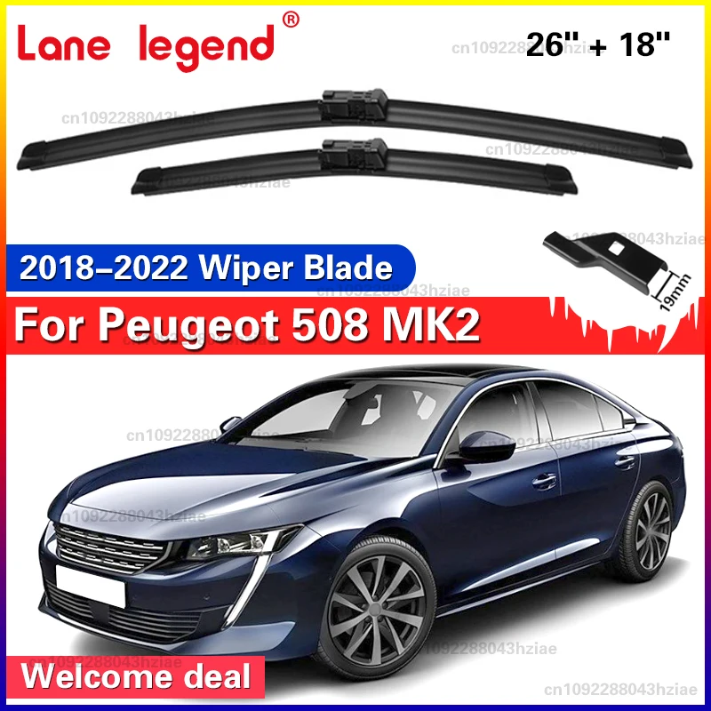 

Для Peugeot 508 MK2 2018 2019 2020 2021 2022 щетки переднего стеклоочистителя аксессуары для лобового стекла щетки для окон омыватель 26 "+ 18"